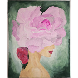 Olej na płótnie 40x50 "Kobieta z różą" 2023 Autor: JLP
