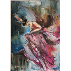 Olej na płótnie 70x100 "Purpurowy taniec" 2021 Autor: L. Omiotek
