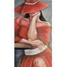 Akryl na płótnie 90x 60 "Kobieta w czerwieni" Autor: K. Piejka 2023 KOD: 465KP