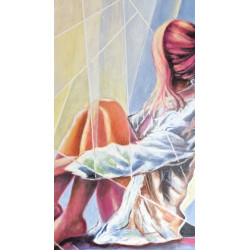 Akryl na płótnie 70x 50 "Dziewczyna w oknie" Autor: K. Piejka 2024 KOD: 467KP