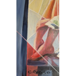 Akryl na płótnie 70x 50 "Dziewczyna w oknie" Autor: K. Piejka 2024 KOD: 467KP