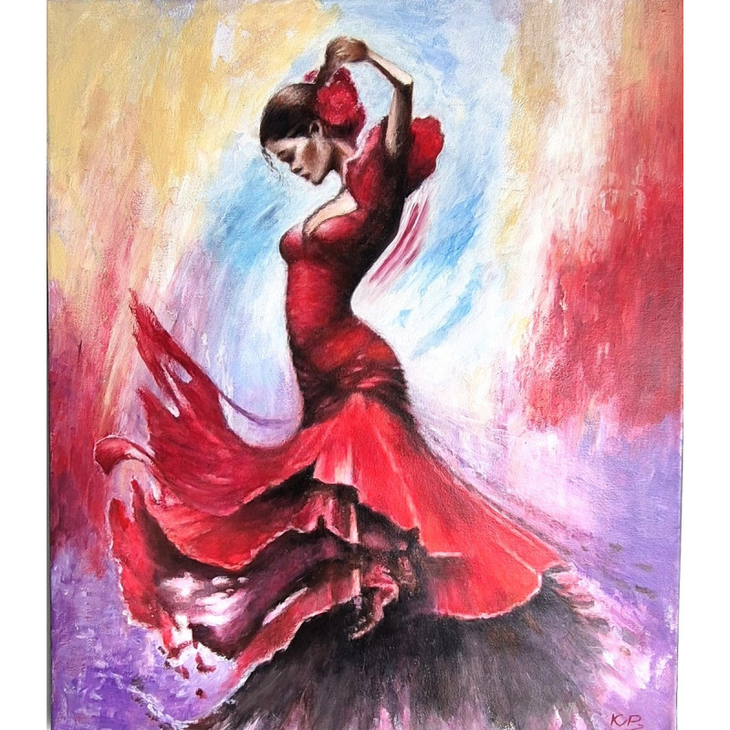 Akryl na płótnie 70x 60 "Flamenco" Autor: K. Piejka 2024 KOD: 468KP