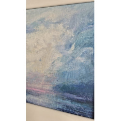 Akryl na płycie 21 x 21 "Płomienisty zachód nad morzem" Autor: M. Drabarek 2022 KOD: 445MD