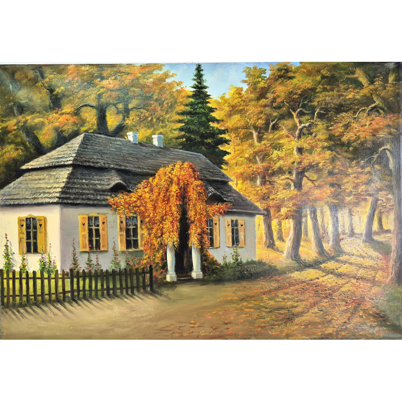 Olej na płótnie 80 x 55 "Dworek " Autor: E. Brocki 2024 kod: 487EB