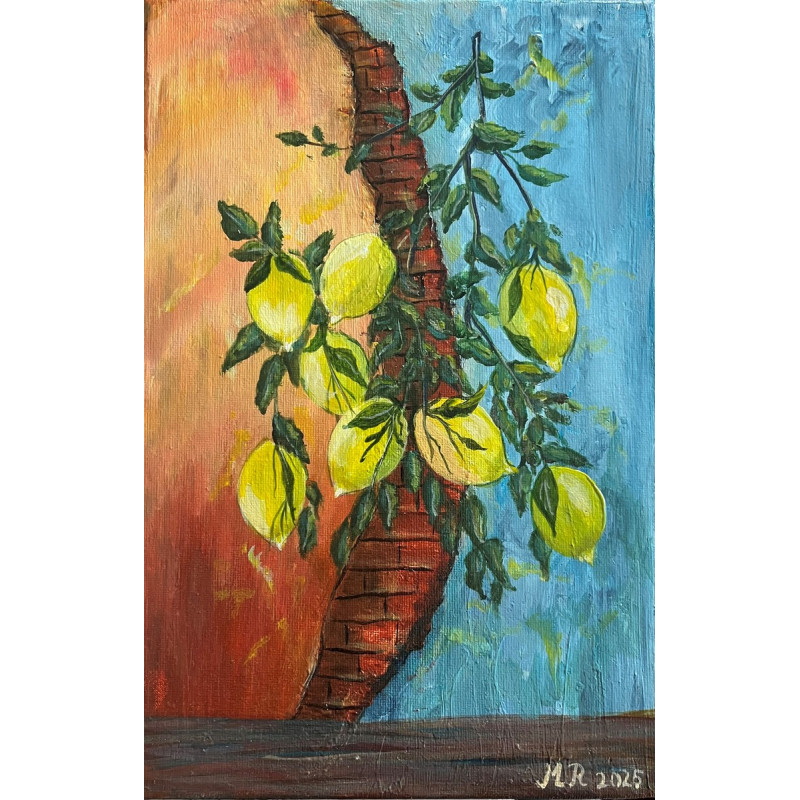 Akryl na płótnie 20 x 30 "Cytryny" Autor: M. Ratyńska 2025 KOD: 551MR