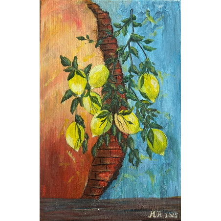 Akryl na płótnie 20 x 30 "Cytryny" Autor: M. Ratyńska 2025 KOD: 551MR